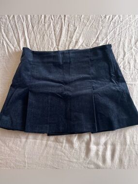 Zara Navy Corduroy Pleated Mini Skirt